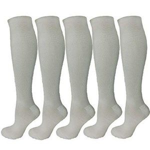 5 Pair White Small/Medium Ladies Compression Socks
